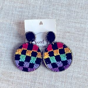 Beaded earrings, black, colorful, NWT